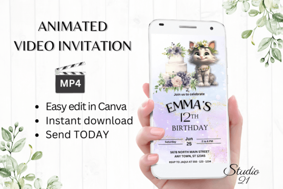 Adorable Feline Fun: The Perfect Digital Cat Birthday Invite