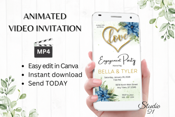 Christmas Engagement Party Invite W1210: A Festive Digital Template
