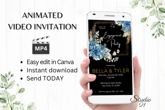 Christmas Engagement Party Invite W1213: Festive Elegance for Your Big Announcement