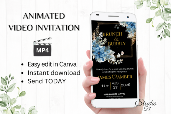 Christmas Wedding Brunch Invite W9213: Festive Digital Elegance