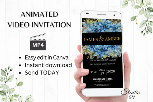 Christmas Wedding Invitation W8217: Festive Digital Elegance