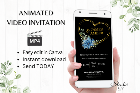 Christmas Wedding Invitation W8219: A Festive Digital Template