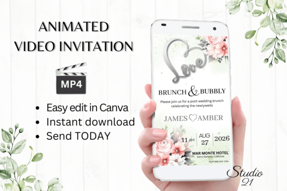 Modern Romance: Your Pink Roses Wedding Brunch Invite