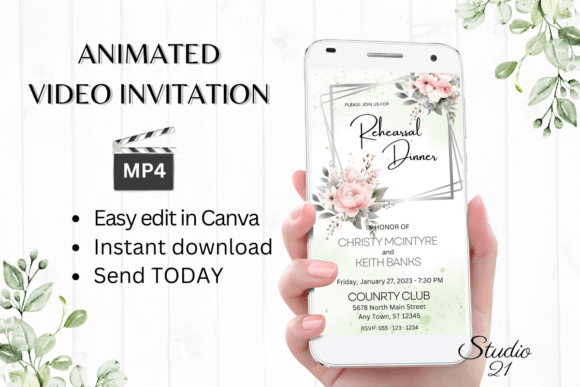 Pink Roses Rehearsal Dinner Invite W7272: Elegant Digital Invites