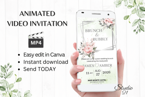 Pink Roses Wedding Brunch Invite: A Digital Template for Modern Hosts
