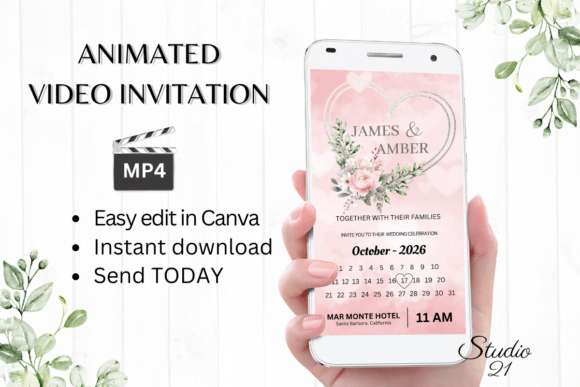 Pink Roses Wedding Invitation W8279B: A Romantic Digital Template
