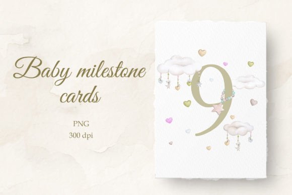 Preserving Precious Memories: Baby Milestone Card Watercolor 9 Months