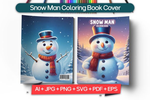 Snow Man Coloring Book Cover: A Designer's Template