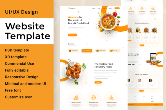 Streamline Your Launch: Food Delivery Web Template UI Design